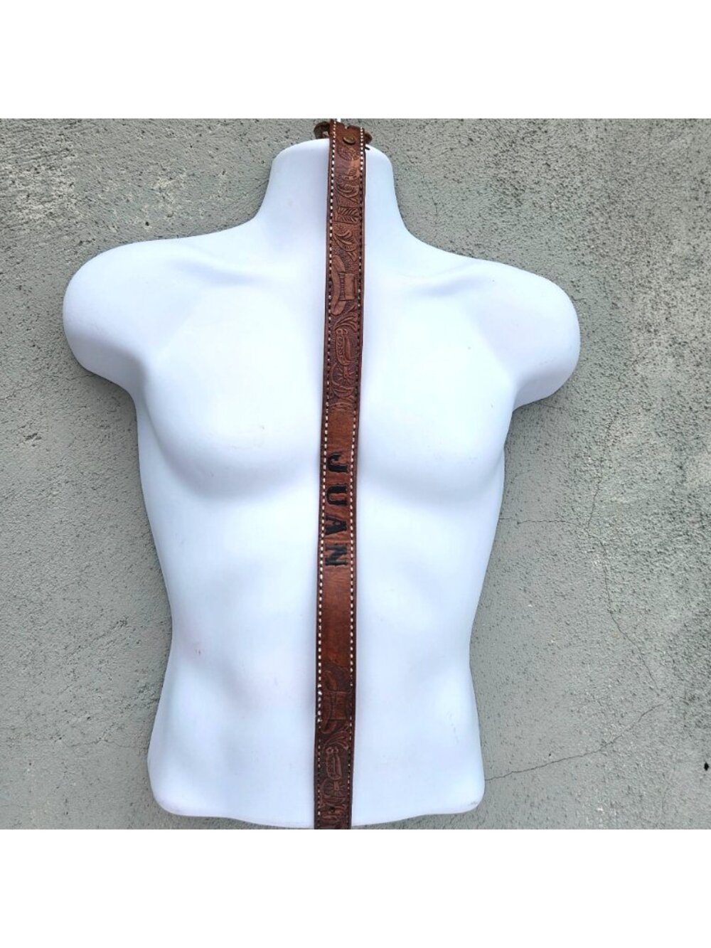 Vintage Mexican Hand Tooled Leather Belt JUAN Hecho en Mexico Western S/30 - Picture 7 of 16